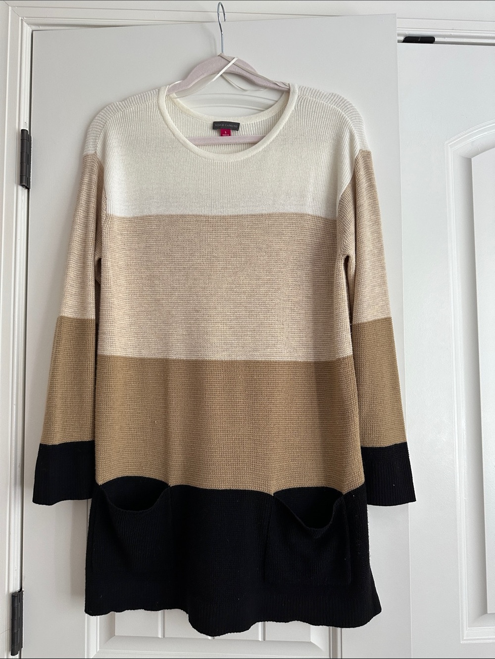 Vince Camaro Colorblock Long Sleeve Tunic Sweater